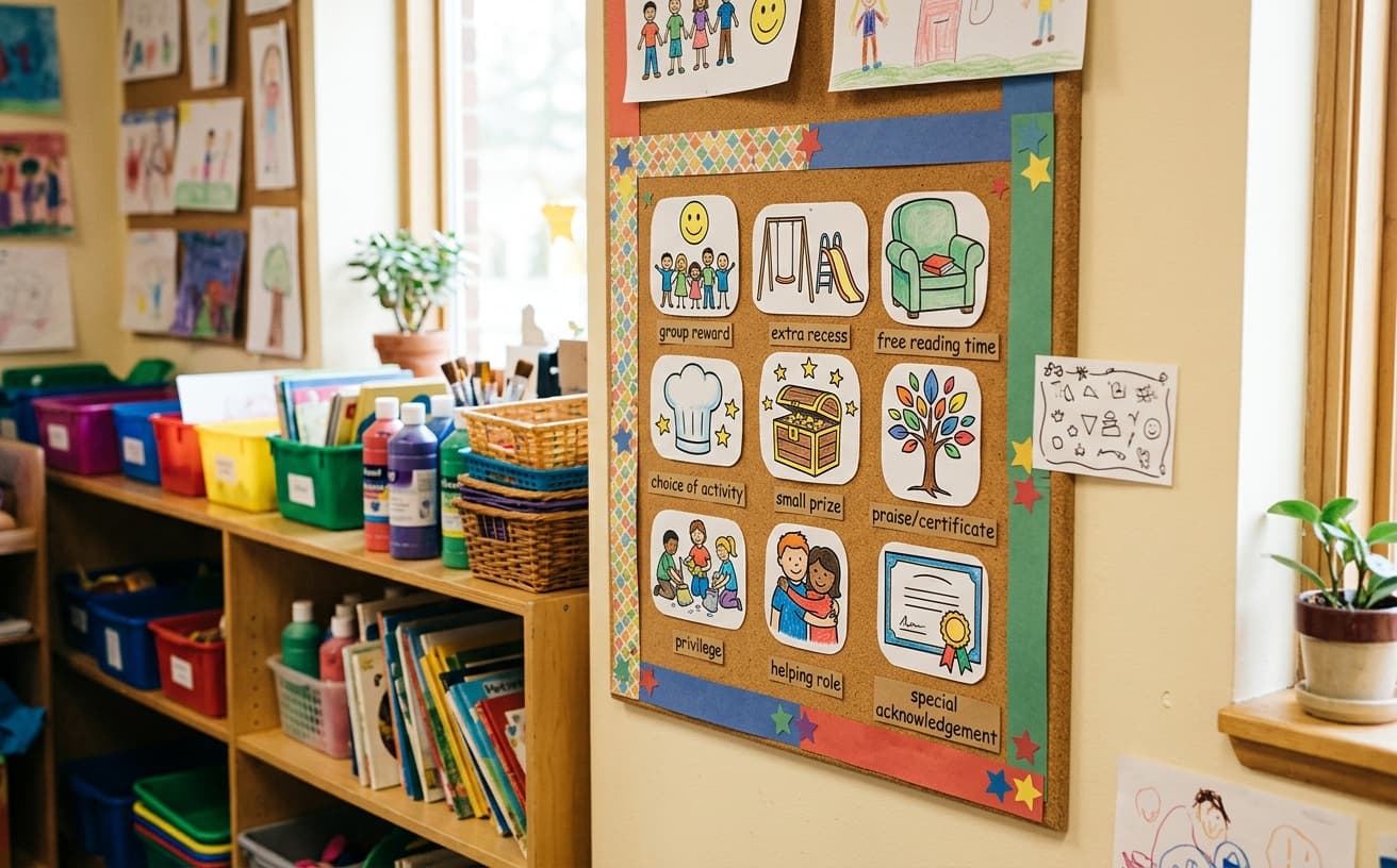 Classroom reward menu board with icons