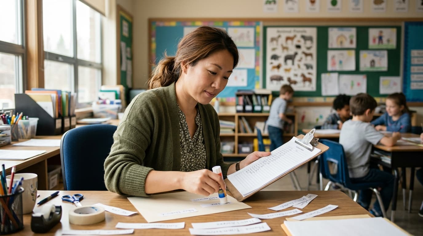 Teacher pasting names from a clipboard