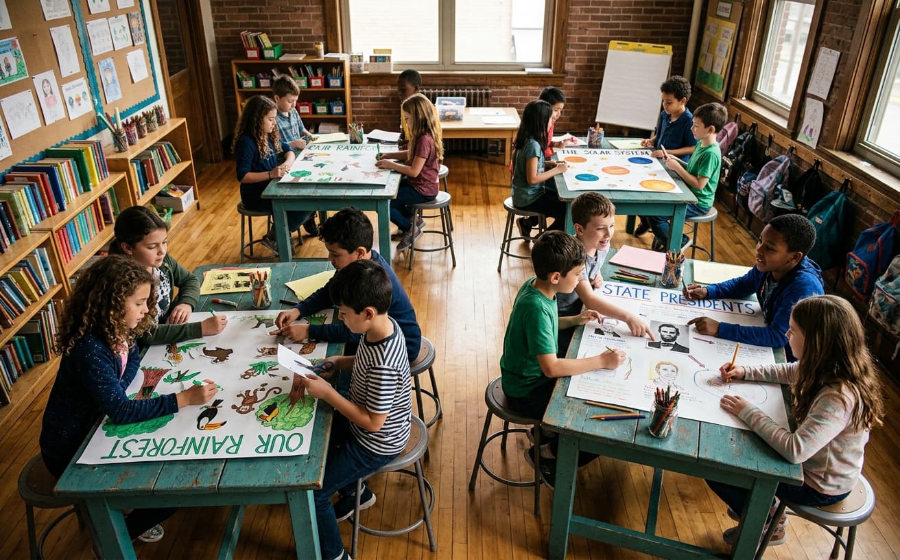 Students working in classroom groups