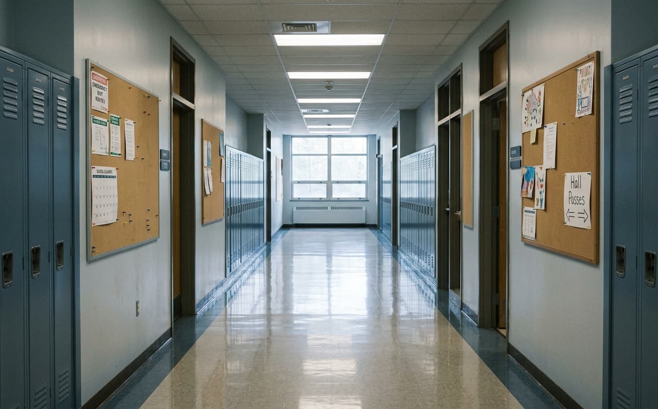 Empty school corridor