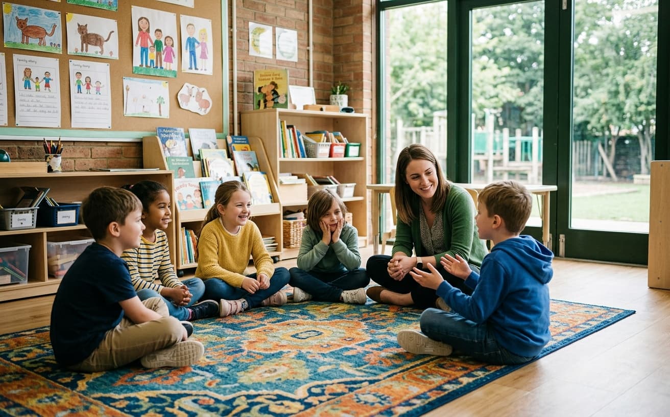 Teacher leading a classroom discussion circle
