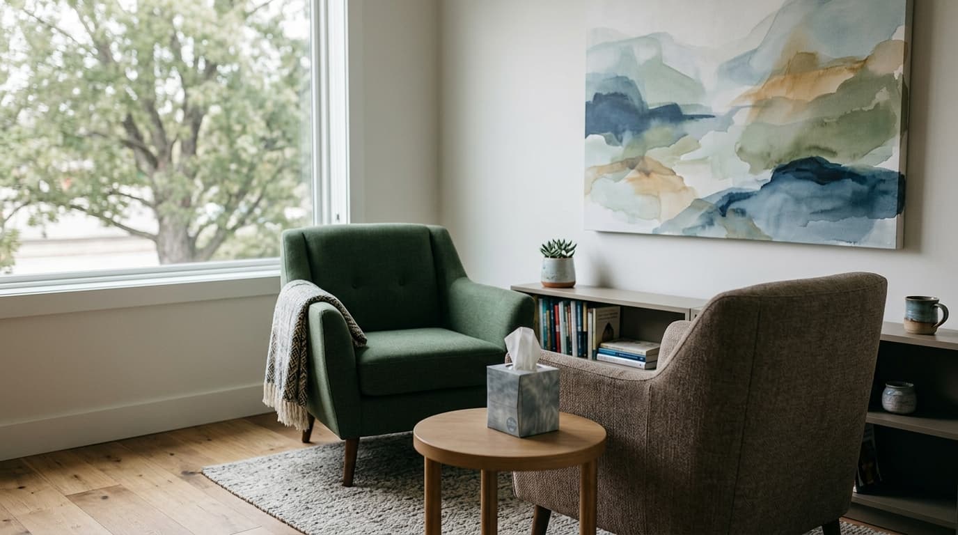 Counseling office with two facing chairs