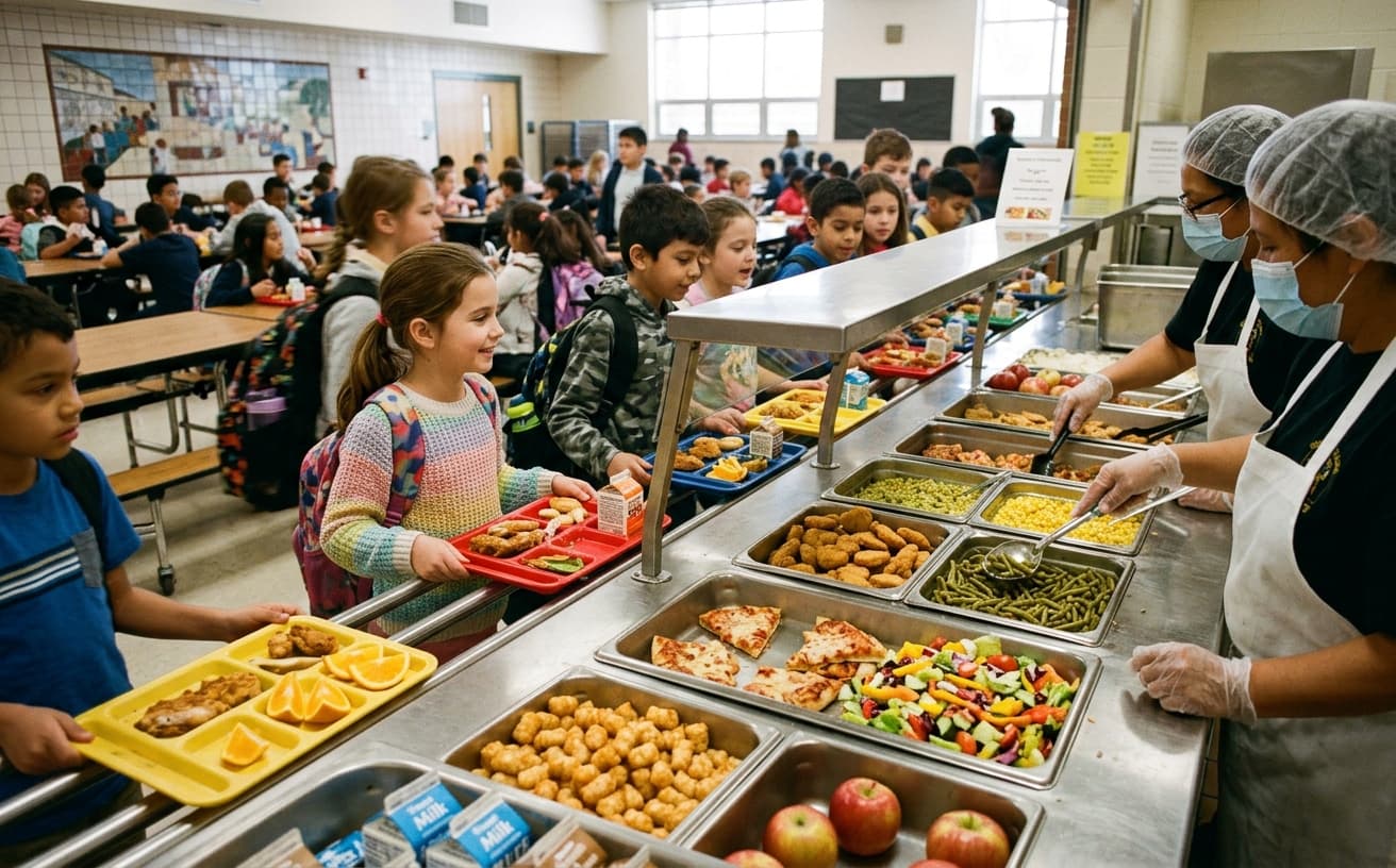 School cafeteria serving line