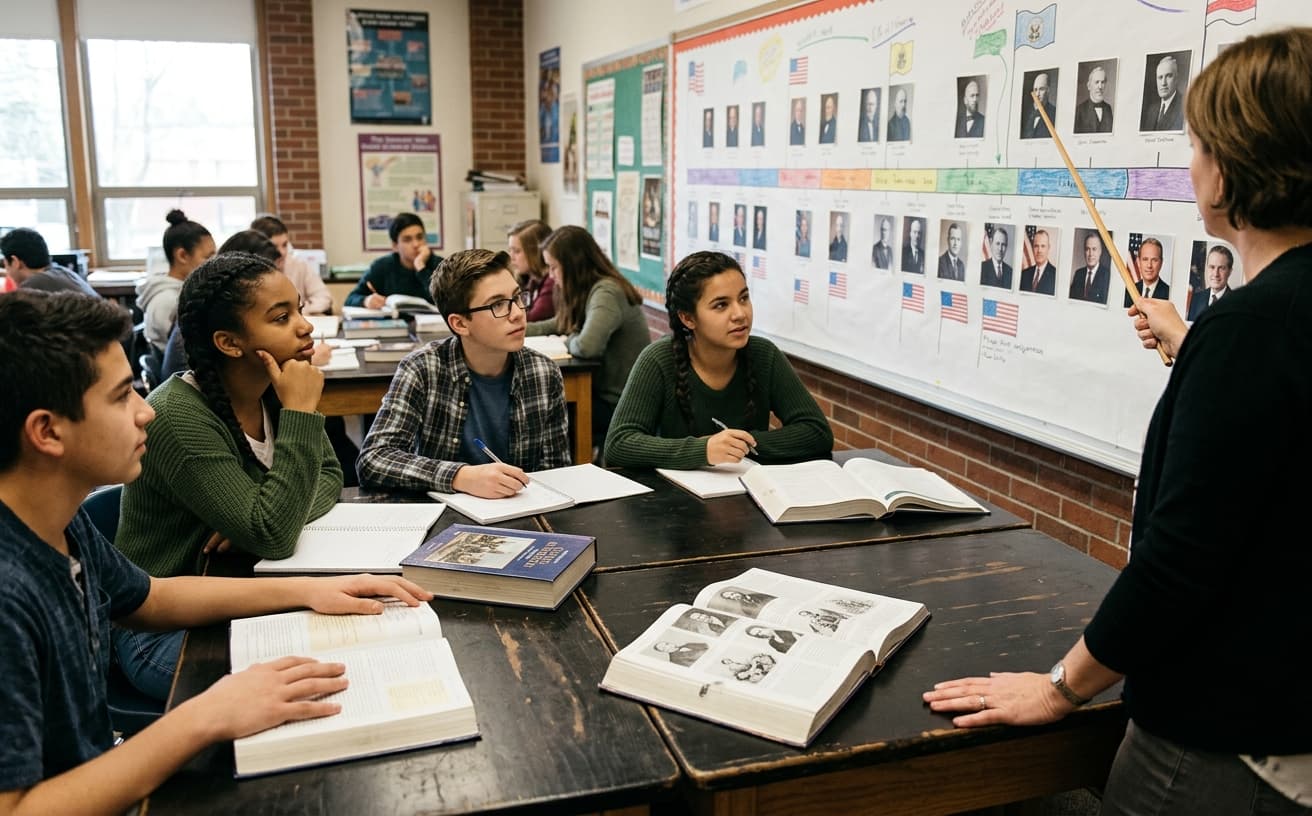Students in a civics class discussion