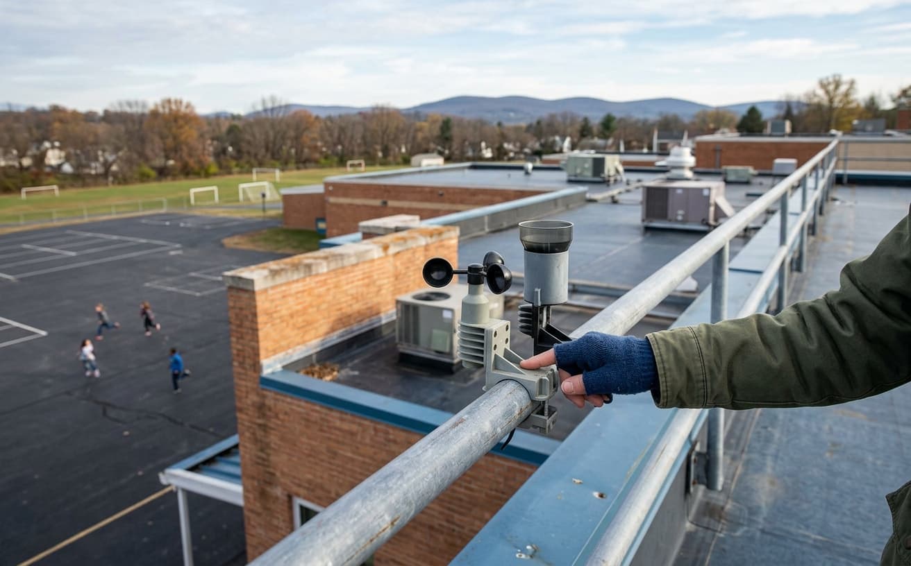 School weather station on a roof