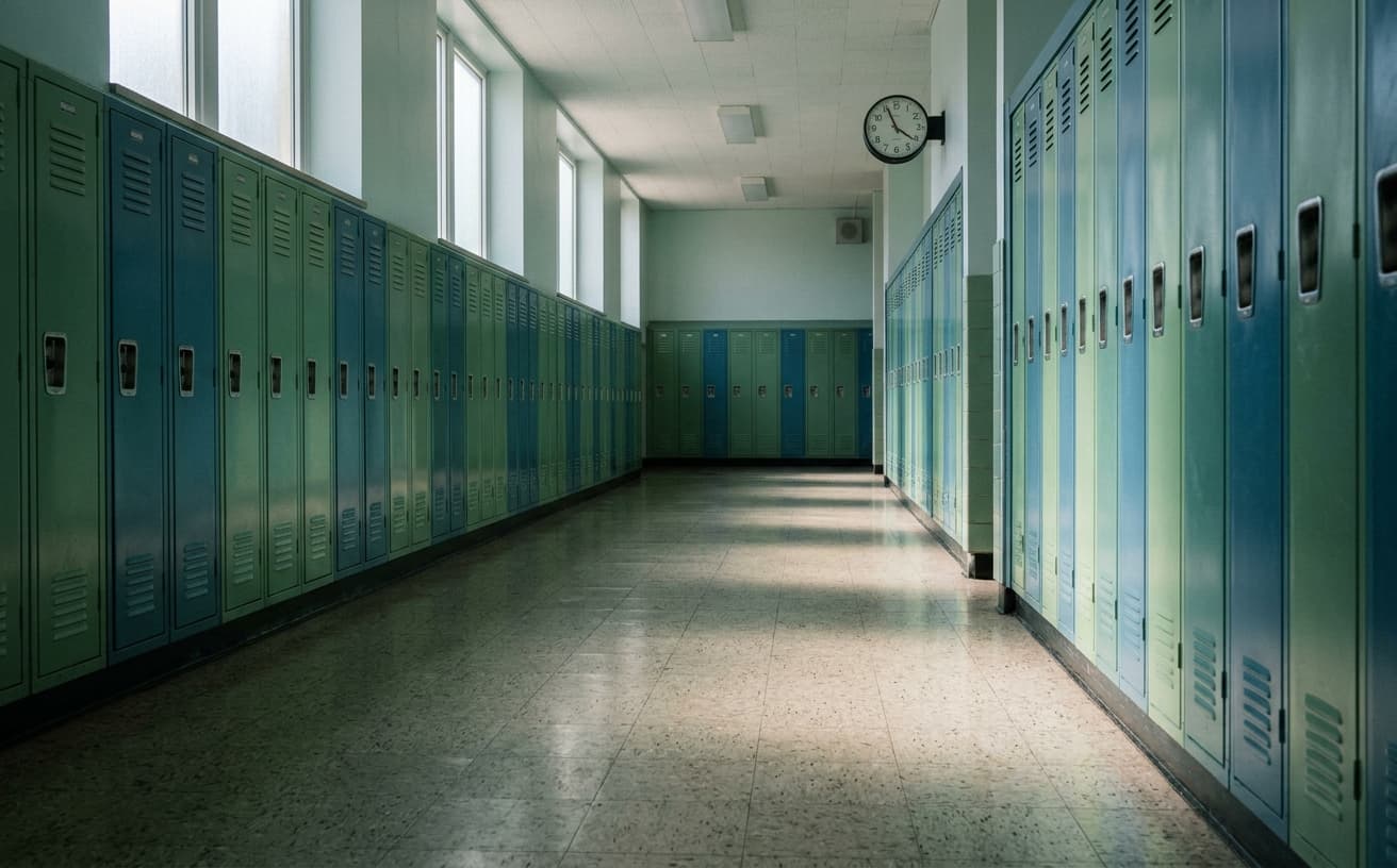 School hallway on a weekday morning