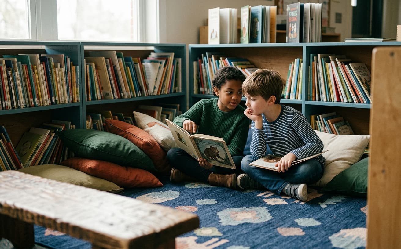 Classroom library reading corner