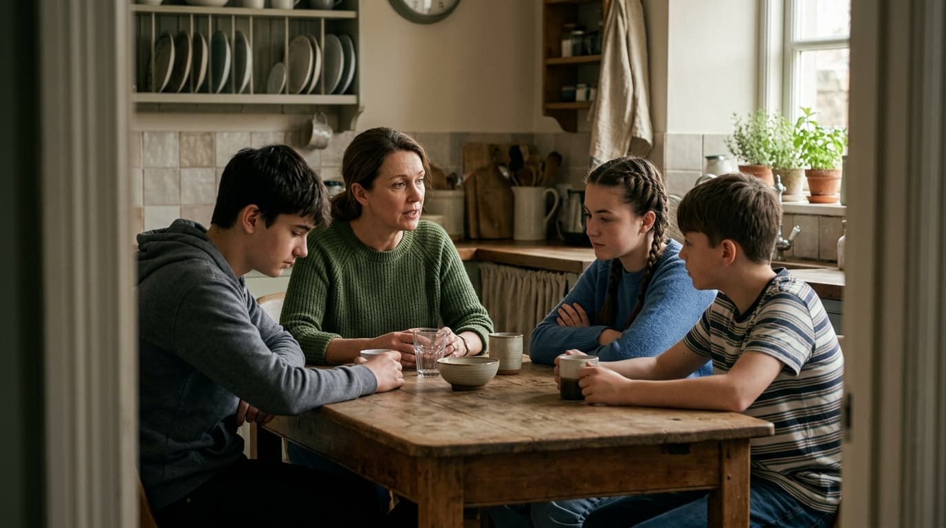 Parent setting ground rules with teens