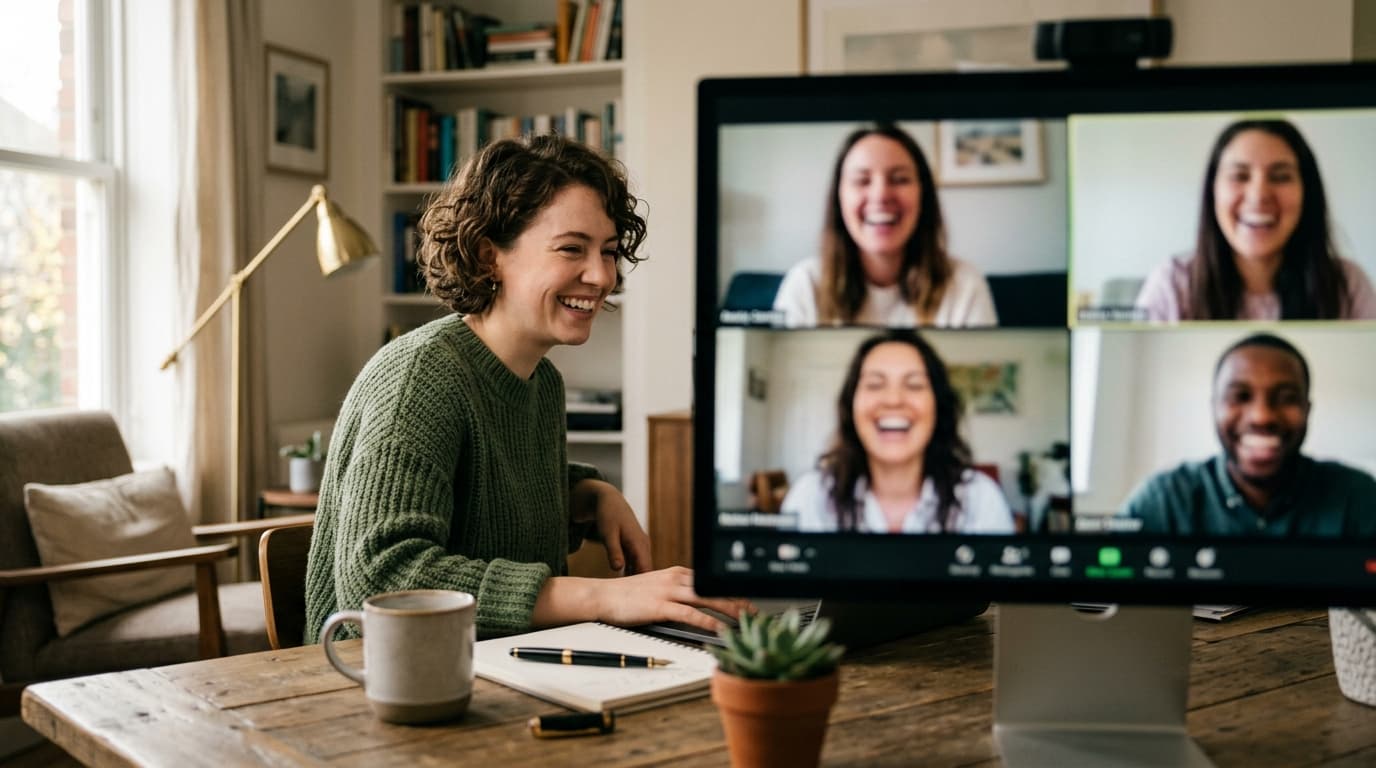 Remote teammates on a hybrid video stand-up call