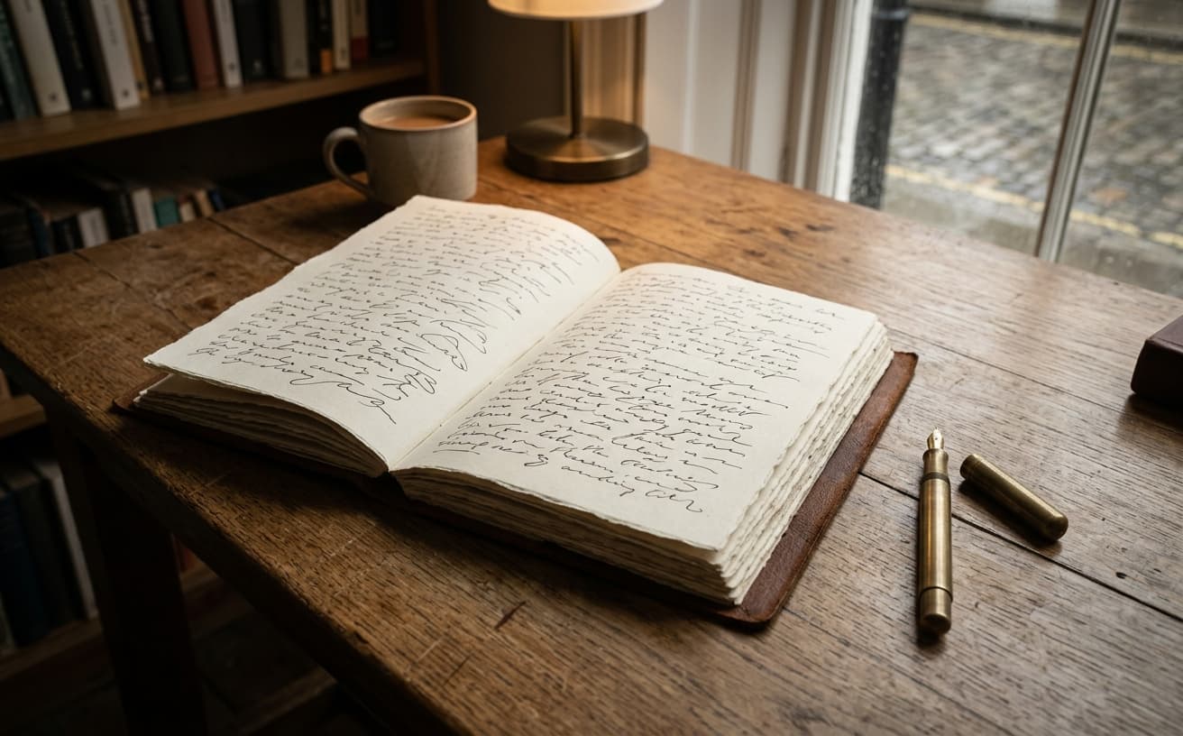 Open journal on a desk